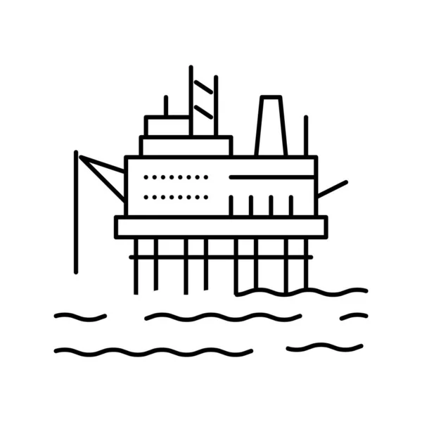 Sea petrol rig line icon vector illustration — Stock Vector