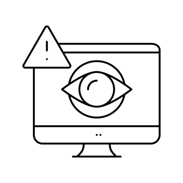 Computador usuário espião linha ícone vetor ilustração — Vetor de Stock