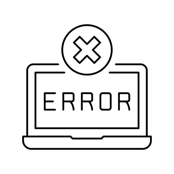 Erro na ilustração do vetor do ícone da linha da exposição do portátil — Vetor de Stock