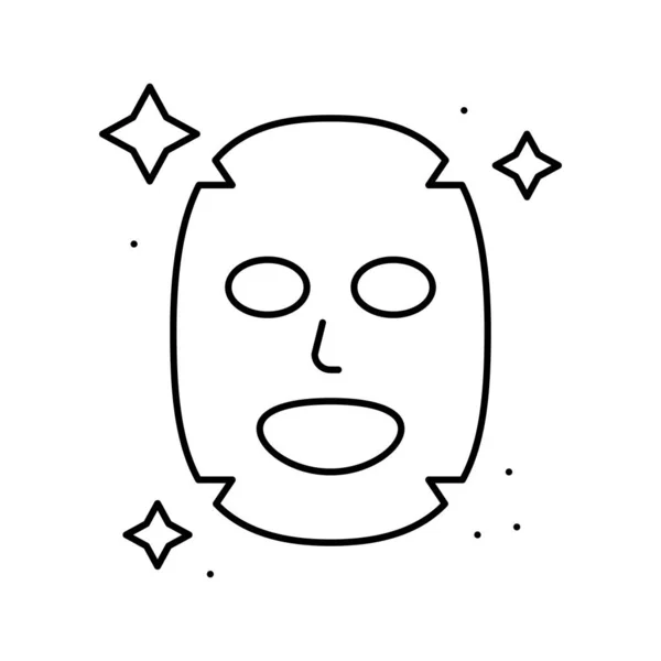 Máscara facial línea icono vector negro ilustración — Vector de stock