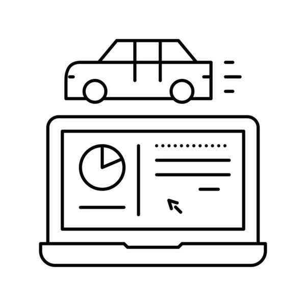 Auto test computer programma lijn pictogram vector illustratie — Stockvector