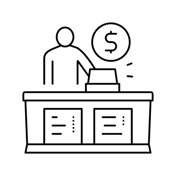 stock vector cashier seller at counter line icon vector illustration