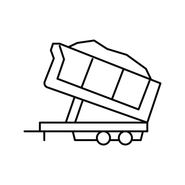 Sand Transport Anhänger Linie Symbol Vektor Illustration — Stockvektor