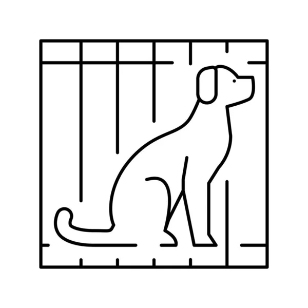 Cão em linha gaiola ícone vetor ilustração — Vetor de Stock