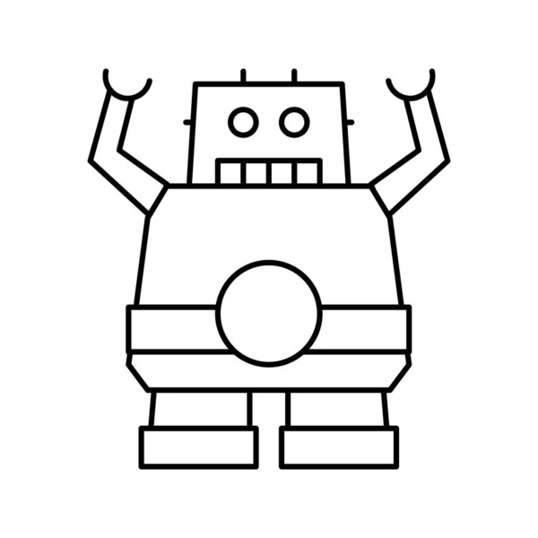 Robot geek línea icono vector signo de ilustración — Archivo Imágenes Vectoriales