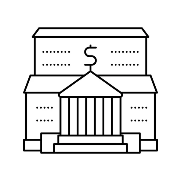 Bank finansiella byggnad linje ikon vektor illustration — Stock vektor