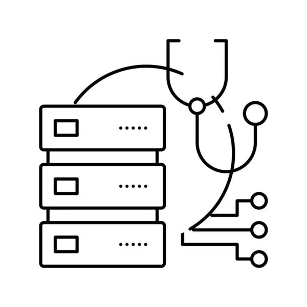 Tecnología de servidor línea de reparación icono vector ilustración — Vector de stock
