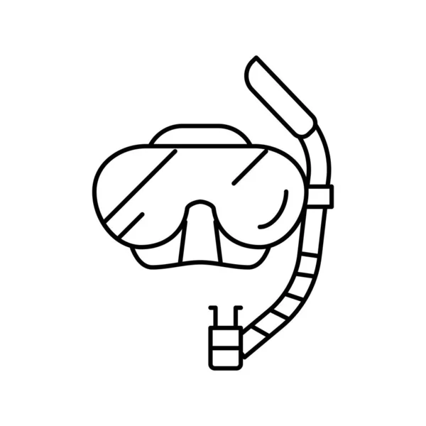 Máscara y snokler línea icono vector ilustración — Vector de stock