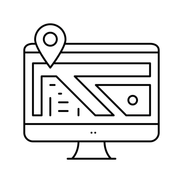 Computer monitor map location line icon vector illustration — Stock Vector
