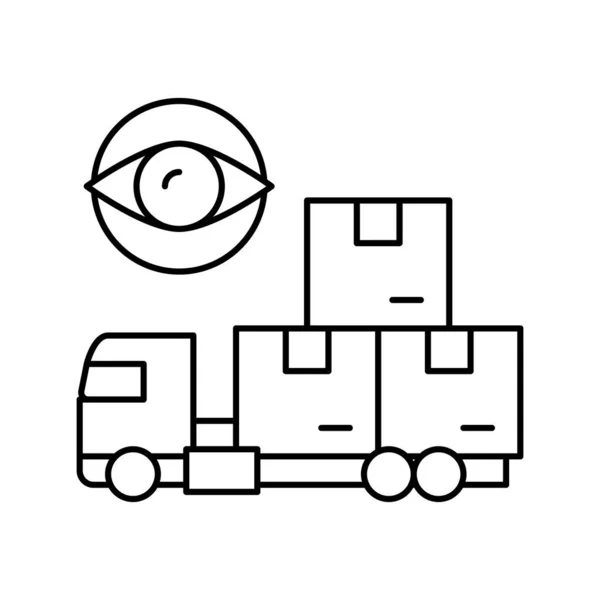 Caminhão de gerenciamento de suprimentos de carga e linha de controle ícone ilustração vetorial — Vetor de Stock