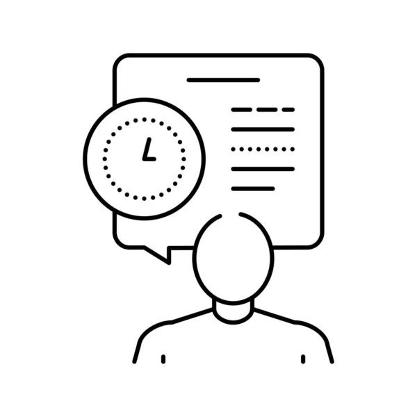 Menselijk praten over taaktijd planning lijn pictogram vector illustratie — Stockvector