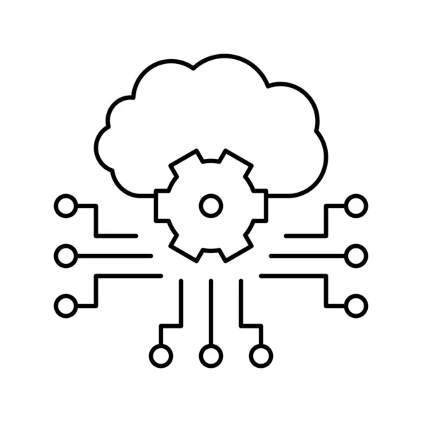 Stockage en nuage et illustration vectorielle d'icône de ligne de travail — Image vectorielle