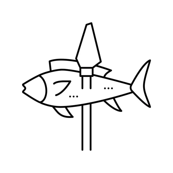 창 선 아이콘 벡터 일러스트에 있는 물고기 — 스톡 벡터
