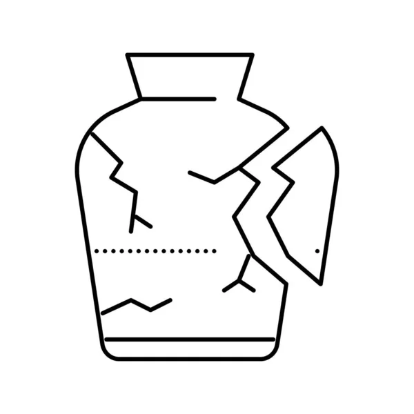 Illustration vectorielle d'icône de ligne de vase endommagé — Image vectorielle