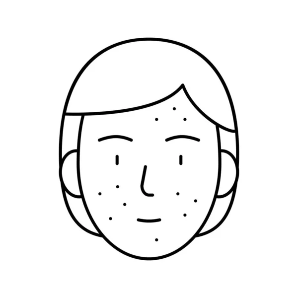 顔の皮膚の発疹線のアイコンのベクトルイラスト — ストックベクタ