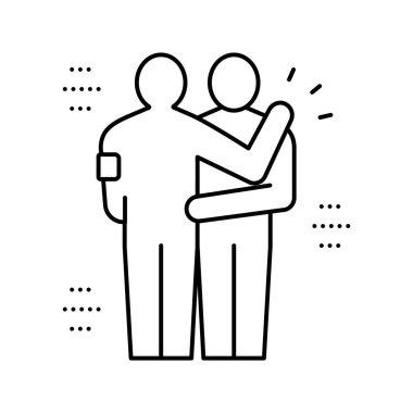 İnsan sarılma çizgisi ikonu vektör illüstrasyon işareti