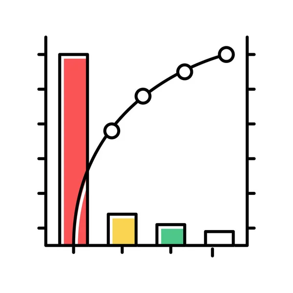Pareto gráfico icono de color vector ilustración — Vector de stock