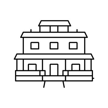 zanaatkar ev çizgisi ikon vektör illüstrasyonu