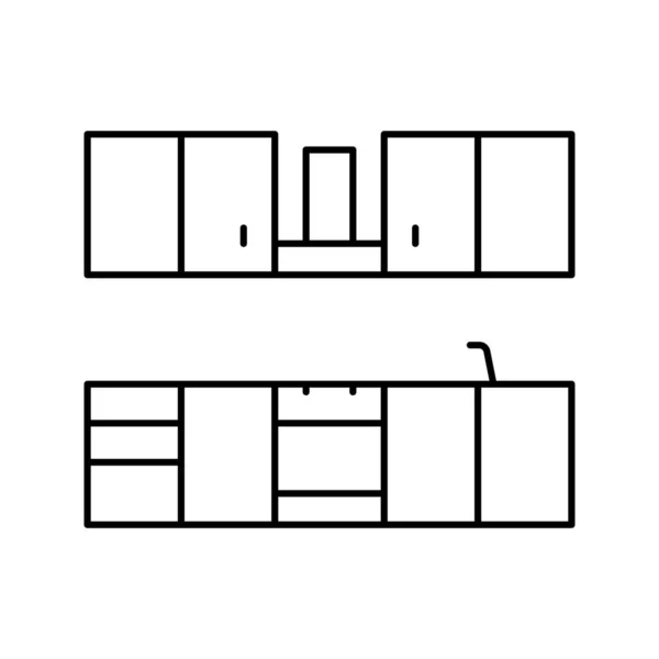 Векторная иллюстрация иконок кухонной мебели — стоковый вектор
