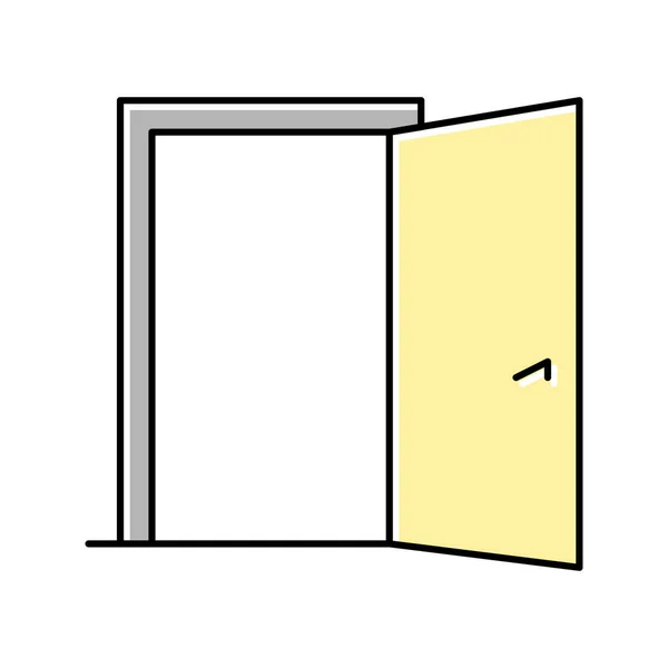 Binnen geopend deur kleur pictogram vector illustratie — Stockvector