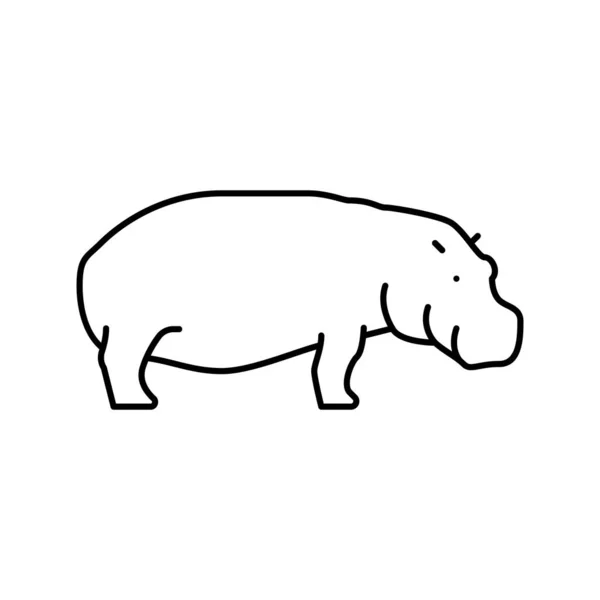 Hipopotam vahşi hayvan çizgisi ikon vektör çizimi — Stok Vektör