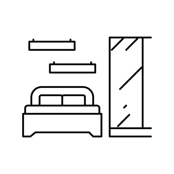 Ložnice nábytek řádek ikona vektor ilustrace — Stockový vektor