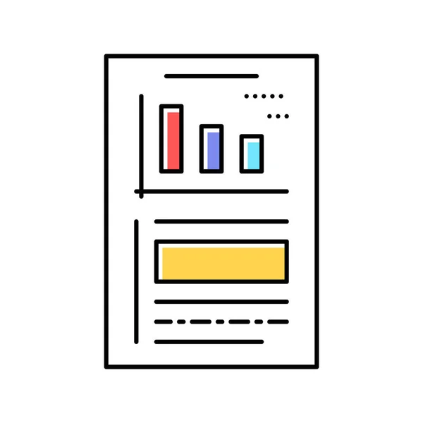 Documento de informe financiero con ilustración vector icono de color gráfico — Vector de stock