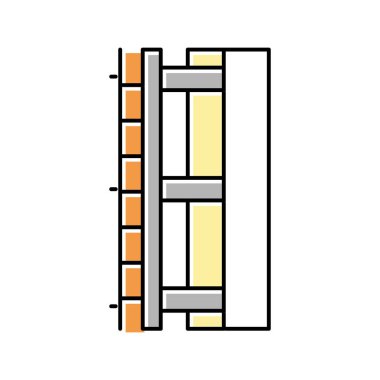 Duvar yalıtım katmanı renk ikonu vektör illüstrasyonu