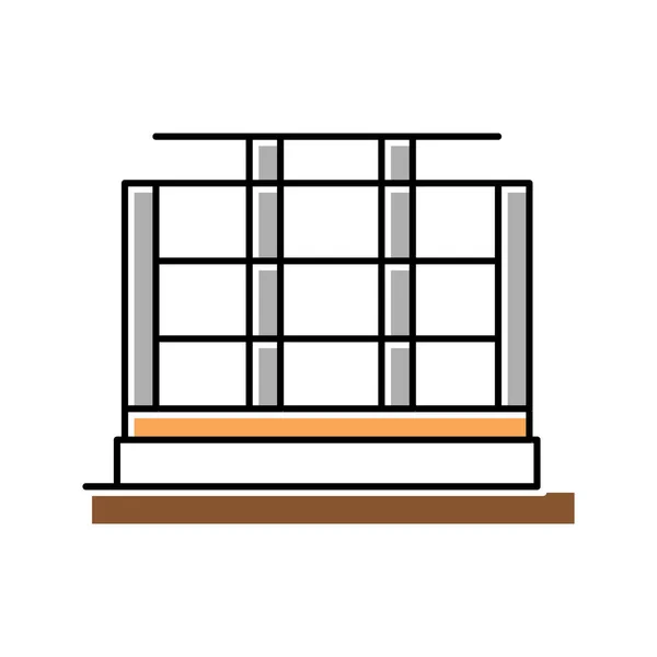 Stål ram byggnad färg ikon vektor illustration — Stock vektor
