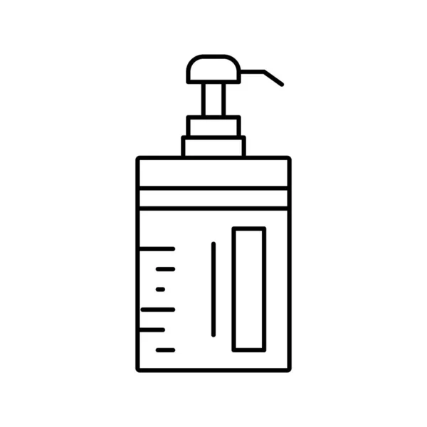 Acondicionador botella de queratina con bomba línea icono vector ilustración — Archivo Imágenes Vectoriales