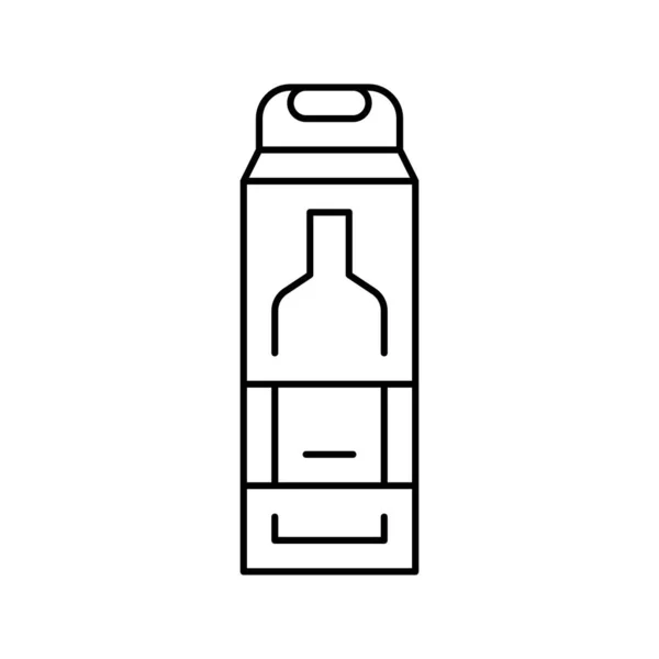 Fles van alcohol doos lijn pictogram vector illustratie — Stockvector