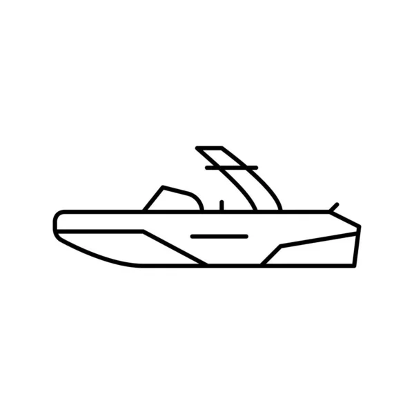 Wakeboard esqui barco linha ícone vetor ilustração —  Vetores de Stock