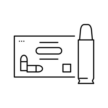 tabanca cephane çizgisi ikon vektör çizimi