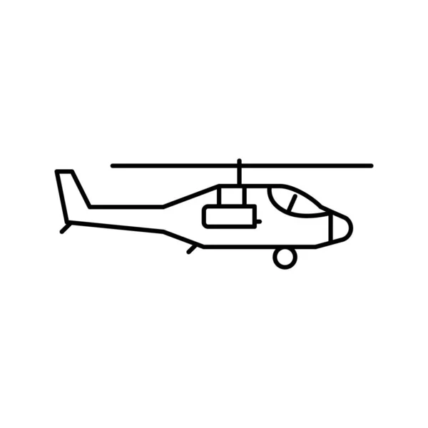 Helicopter flying army machine line icon vector illustration — Stock Vector