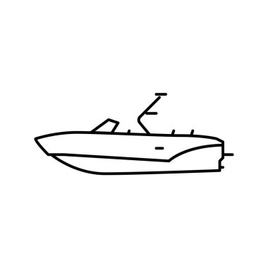 Bowrider tekne çizgisi ikon vektör çizimi
