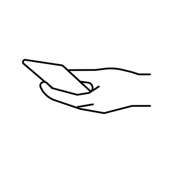 Handy in der Hand Linie Symbol Vektor Illustration — Stockvektor