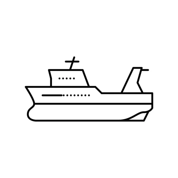Trawler barca linea icona vettoriale illustrazione — Vettoriale Stock