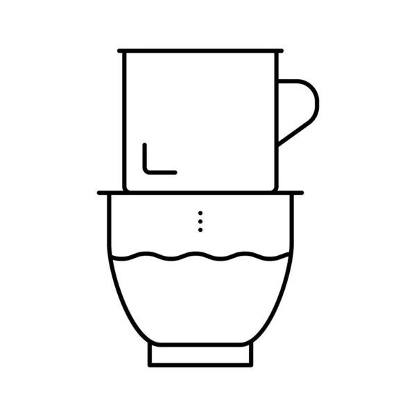 Vietnam bryggning kaffebryggare linje ikon vektor illustration — Stock vektor