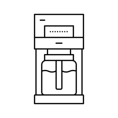damlat kahve demleme makinesi çizgi ikon vektör illüstrasyonu