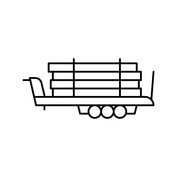 Reboque com madeira linha ícone vetor ilustração — Vetor de Stock