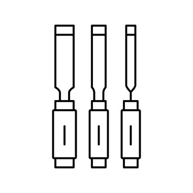 Keski marangoz araçları satır vektör illüstrasyonu