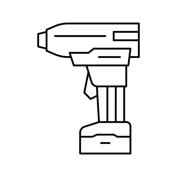 Bohrer mit Luftkompressor Linie Symbol Vektor Illustration — Stockvektor