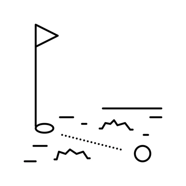 Balle en cours d'exécution dans l'icône de ligne de trou de golf illustration vectorielle — Image vectorielle