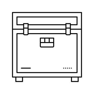 Müzik ekipmanı çizgisi ikon vektör illüstrasyonu için uçuş çantası