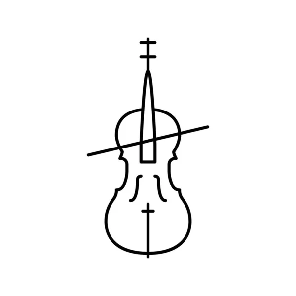 Violonchelo orquesta música instrumento línea icono vector ilustración — Vector de stock