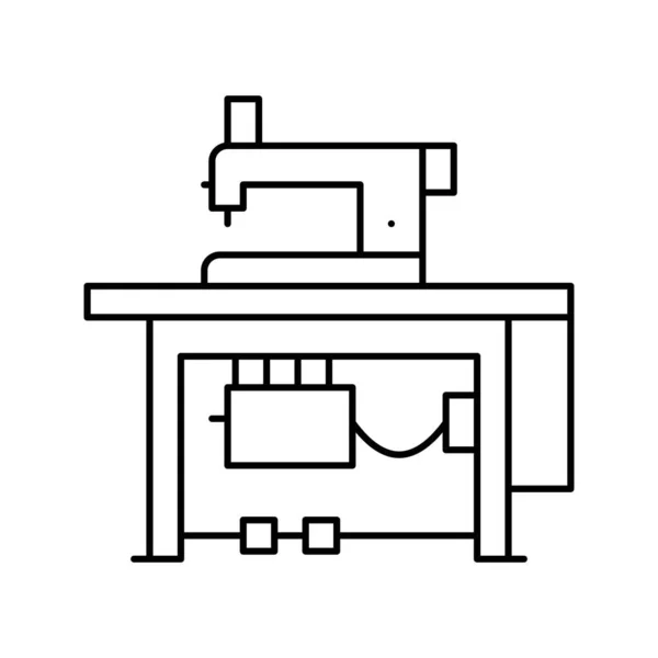 Sewing machine textile workplace line icon vector illustration — Stock Vector