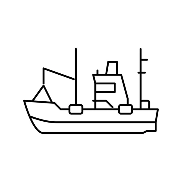 Bateau de pêche ligne icône vectoriel illustration — Image vectorielle