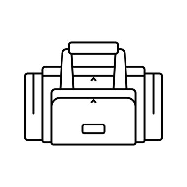 Kamp çantası çizgisi ikonu vektör illüstrasyonu