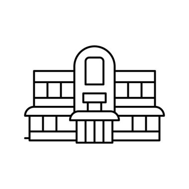 Restoran Kafe inşa çizgisi ikon vektör illüstrasyonu