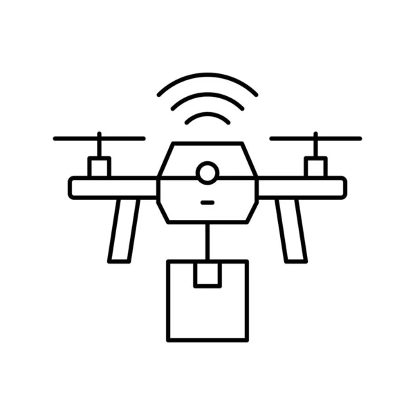 Drone entrega línea icono vector ilustración — Vector de stock